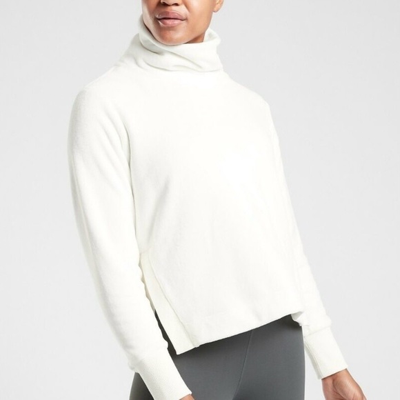 Athleta‎ Double Cozy Karma Funnel Neck Sweatshirt, Sea Salt White Size XS 511446 - Picture 3 of 9
